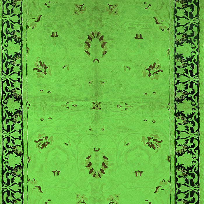 Machine Washable Oriental Green Industrial Area Rugs, wshurb2969grn