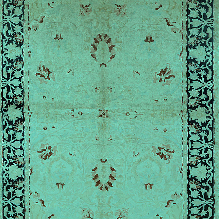 Machine Washable Oriental Turquoise Industrial Area Rugs, wshurb2969turq