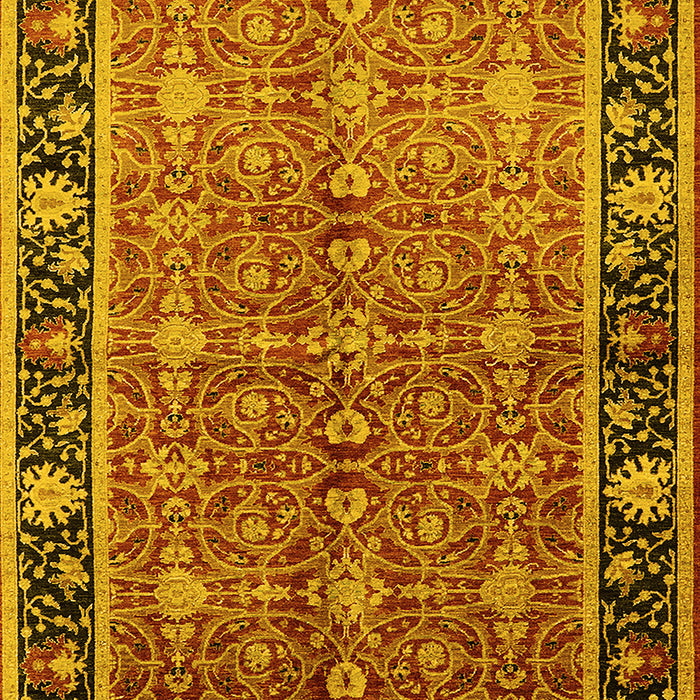 Machine Washable Oriental Yellow Industrial Rug, wshurb2970yw
