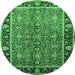 Round Oriental Emerald Green Industrial Rug, urb2970emgrn