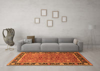 Machine Washable Oriental Orange Industrial Rug, wshurb2970org