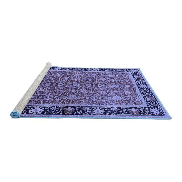 Sideview of Machine Washable Oriental Blue Industrial Rug, wshurb2970blu
