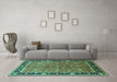 Machine Washable Oriental Turquoise Industrial Area Rugs in a Living Room,, wshurb2970turq