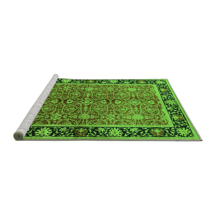 Sideview of Machine Washable Oriental Green Industrial Area Rugs, wshurb2970grn