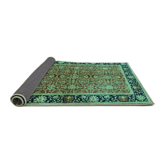 Sideview of Oriental Turquoise Industrial Rug, urb2970turq