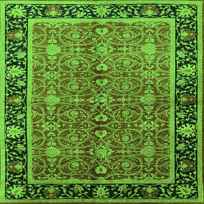Square Machine Washable Oriental Green Industrial Area Rugs, wshurb2970grn