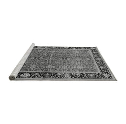 Sideview of Machine Washable Oriental Gray Industrial Rug, wshurb2970gry