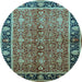 Round Oriental Light Blue Industrial Rug, urb2970lblu