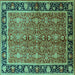 Square Oriental Turquoise Industrial Rug, urb2970turq