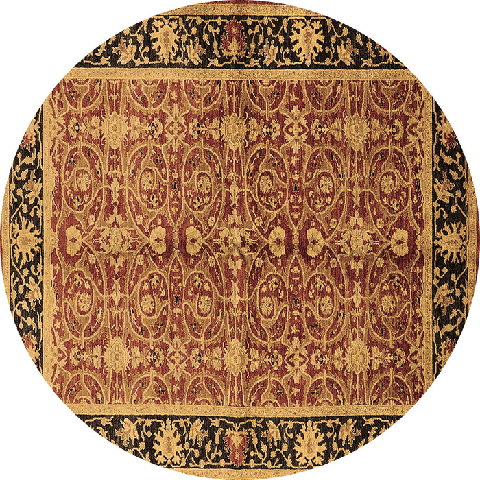 Round Machine Washable Oriental Brown Industrial Rug, wshurb2970brn