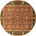 Round Machine Washable Oriental Brown Industrial Rug, wshurb2970brn