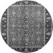 Round Machine Washable Oriental Gray Industrial Rug, wshurb2970gry