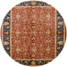 Round Mid-Century Modern Brown Sand Brown Oriental Rug, urb2970