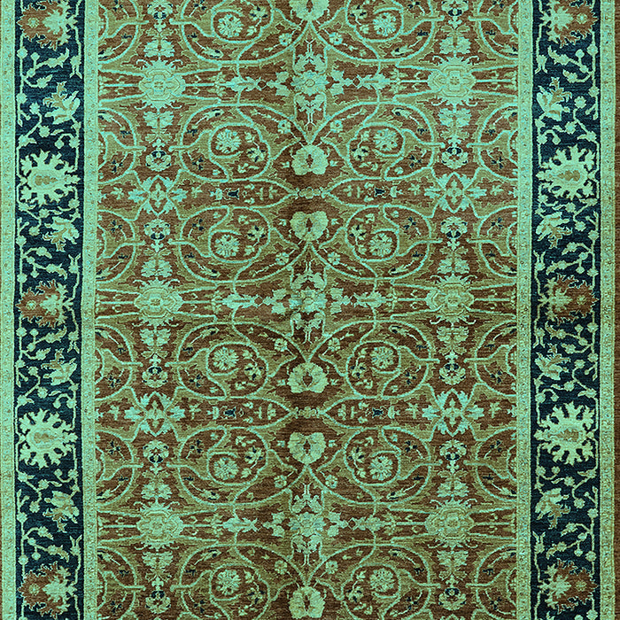 Machine Washable Oriental Turquoise Industrial Area Rugs, wshurb2970turq