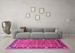 Machine Washable Oriental Pink Industrial Rug in a Living Room, wshurb2970pnk