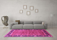 Machine Washable Oriental Pink Industrial Rug, wshurb2970pnk