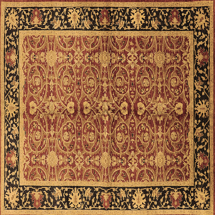 Square Machine Washable Oriental Brown Industrial Rug, wshurb2970brn