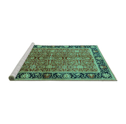 Sideview of Machine Washable Oriental Turquoise Industrial Area Rugs, wshurb2970turq