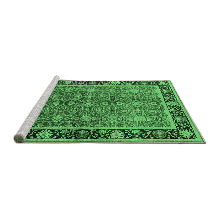 Sideview of Machine Washable Oriental Emerald Green Industrial Area Rugs, wshurb2970emgrn