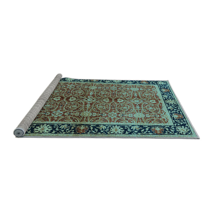 Sideview of Machine Washable Oriental Light Blue Industrial Rug, wshurb2970lblu