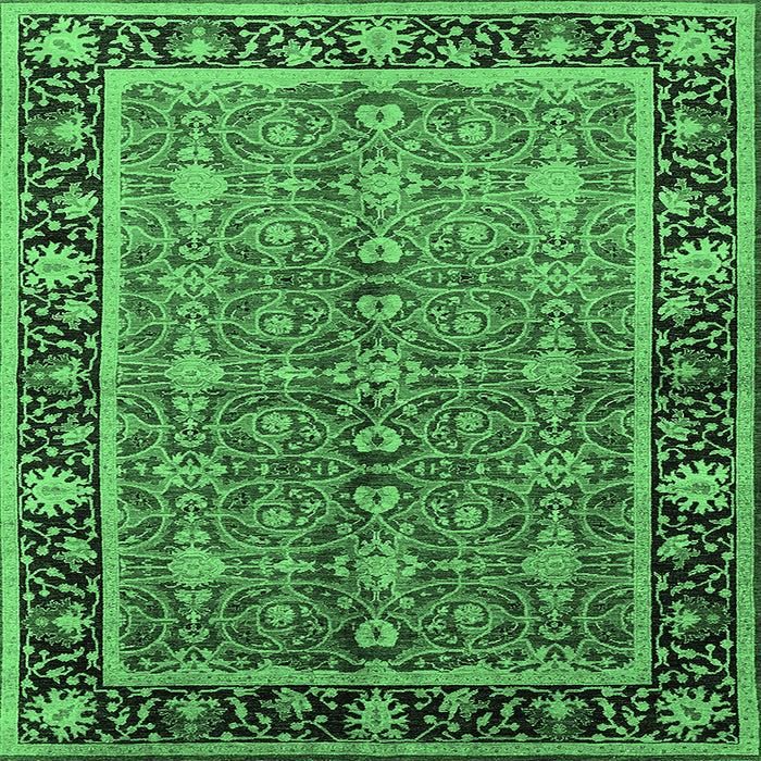 Square Machine Washable Oriental Emerald Green Industrial Area Rugs, wshurb2970emgrn