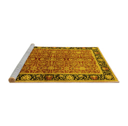 Sideview of Machine Washable Oriental Yellow Industrial Rug, wshurb2970yw