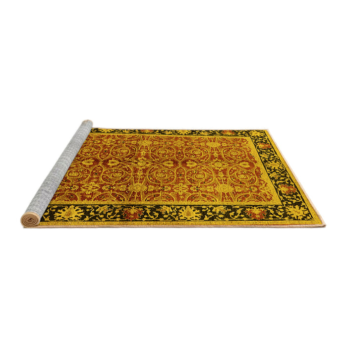 Sideview of Machine Washable Oriental Yellow Industrial Rug, wshurb2970yw