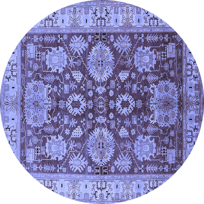 Round Machine Washable Oriental Blue Industrial Rug, wshurb2971blu