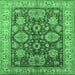 Square Machine Washable Oriental Emerald Green Industrial Area Rugs, wshurb2971emgrn