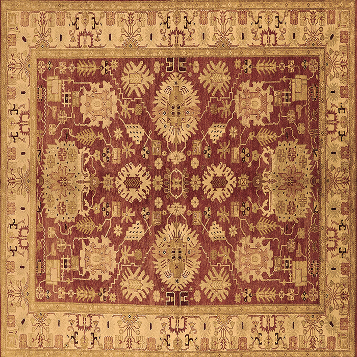 Square Machine Washable Oriental Brown Industrial Rug, wshurb2971brn