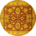 Round Oriental Yellow Industrial Rug, urb2971yw