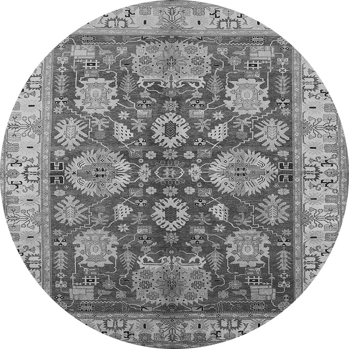 Round Machine Washable Oriental Gray Industrial Rug, wshurb2971gry