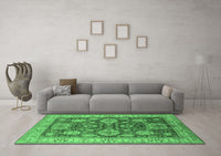 Machine Washable Oriental Emerald Green Industrial Rug, wshurb2971emgrn