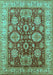 Machine Washable Oriental Turquoise Industrial Area Rugs, wshurb2971turq