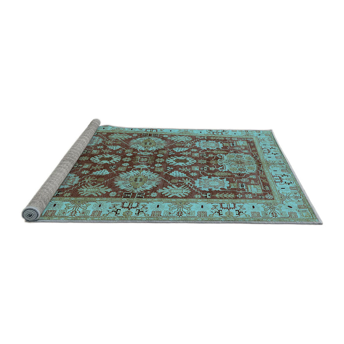 Sideview of Machine Washable Oriental Light Blue Industrial Rug, wshurb2971lblu