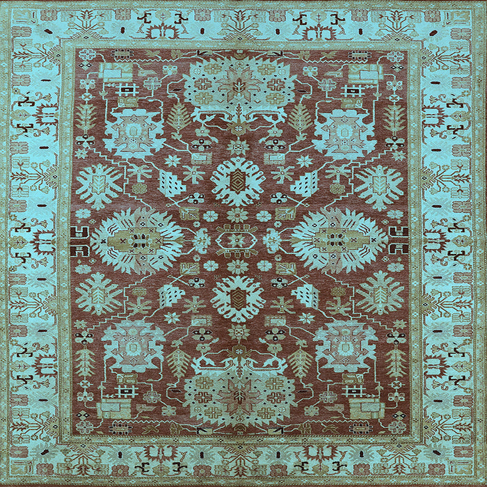 Square Machine Washable Oriental Light Blue Industrial Rug, wshurb2971lblu