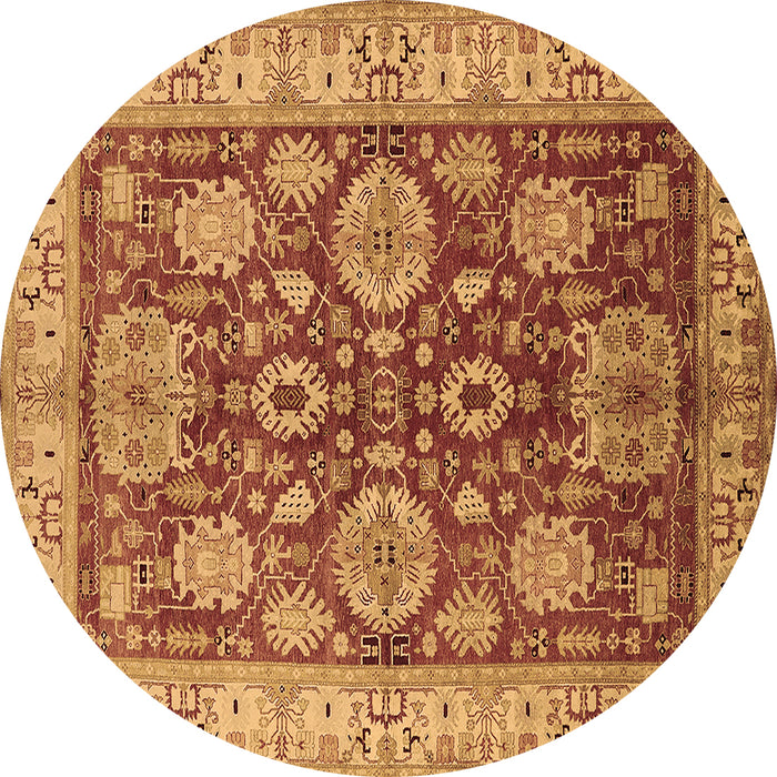 Round Oriental Brown Industrial Rug, urb2971brn