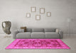 Machine Washable Oriental Pink Industrial Rug in a Living Room, wshurb2971pnk