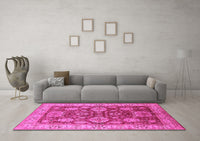 Machine Washable Oriental Pink Industrial Rug, wshurb2971pnk