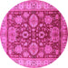 Round Machine Washable Oriental Pink Industrial Rug, wshurb2971pnk