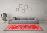 Machine Washable Oriental Red Industrial Rug, wshurb2971red