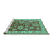 Sideview of Machine Washable Oriental Turquoise Industrial Area Rugs, wshurb2971turq