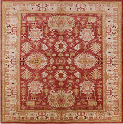 Square Mid-Century Modern Brown Sand Brown Oriental Rug, urb2971