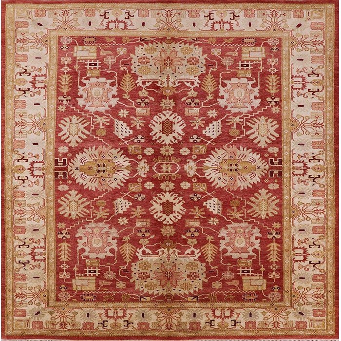 Square Mid-Century Modern Brown Sand Brown Oriental Rug, urb2971