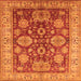 Square Machine Washable Oriental Orange Industrial Area Rugs, wshurb2971org