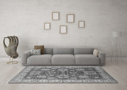 Machine Washable Oriental Gray Industrial Rug in a Living Room,, wshurb2971gry