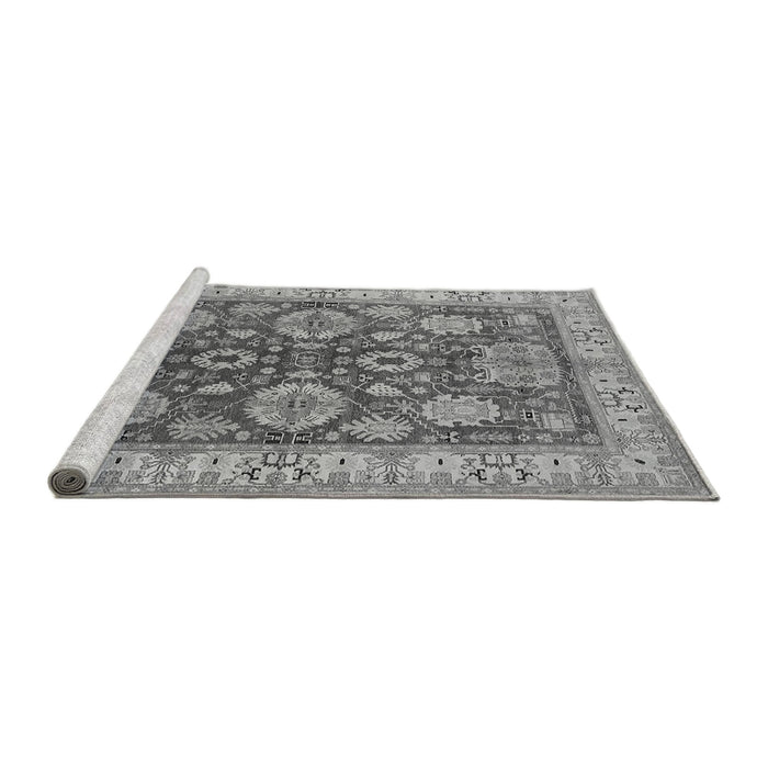 Sideview of Machine Washable Oriental Gray Industrial Rug, wshurb2971gry