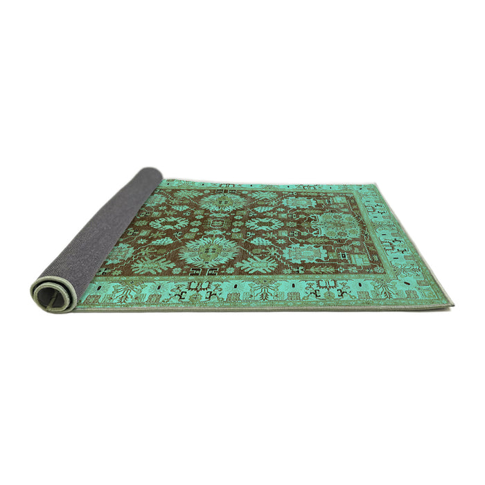 Sideview of Oriental Turquoise Industrial Rug, urb2971turq