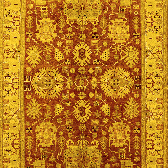 Machine Washable Oriental Yellow Industrial Rug, wshurb2971yw