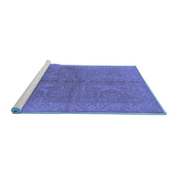 Sideview of Machine Washable Oriental Blue Industrial Rug, wshurb2972blu